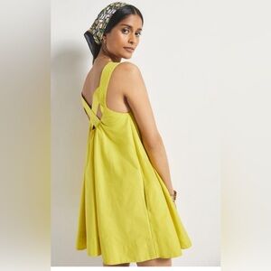 Anthro cross-back mini dress yellow